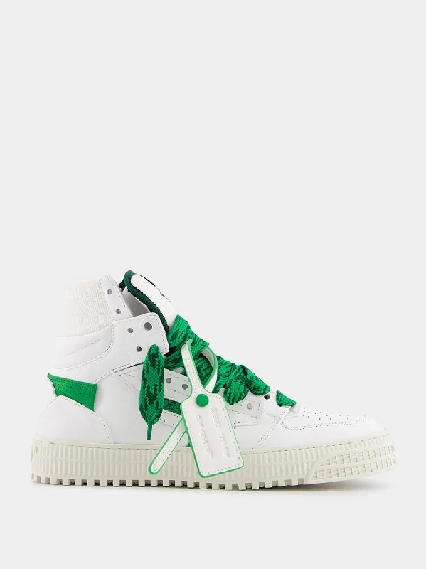 3.0 Off Court White and Green Leather Sneakers