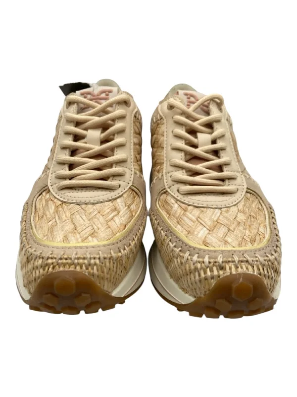 Sam Edelman Shoe Size 6.5 Beige Straw Woven Laces Platform Sneakers