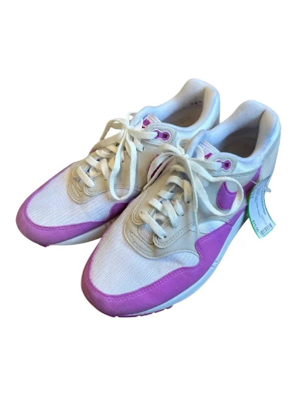 Nike Air Shoe Size 9.5 White & Purple Leather Platform Athletic Sneakers