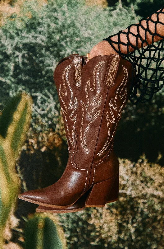 Main Stage Embellished Cowgirl Boots - Brown