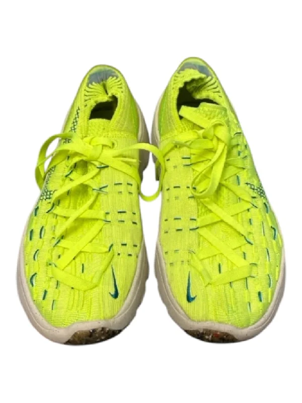 Nike Shoe Size 8.5 Neon Yellow Knit Low Top lace up Runner Sneakers