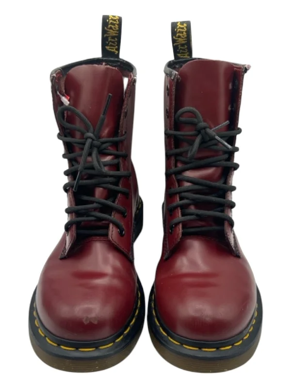 Dr Marten Shoe Size 7 Burnt Red Leather Combat Laces Boots