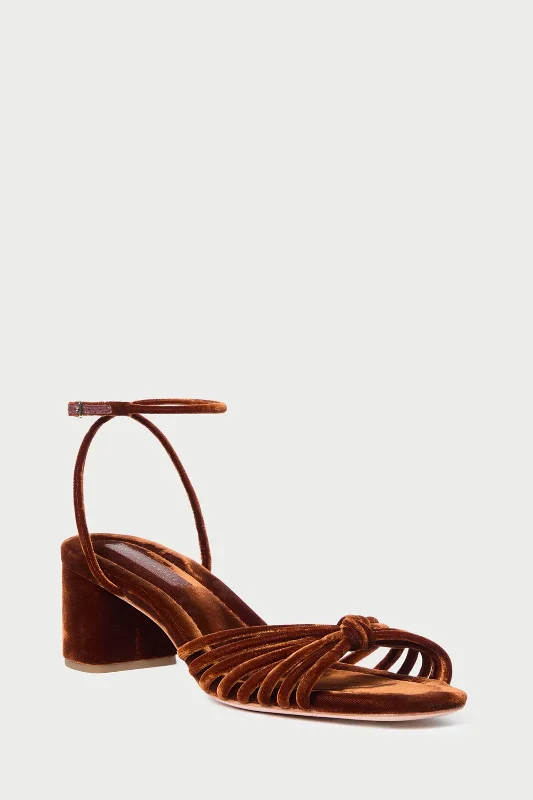 Loeffler Randall Olivia Knot Mid-Heel Sandal with Ankle Strap in Siena