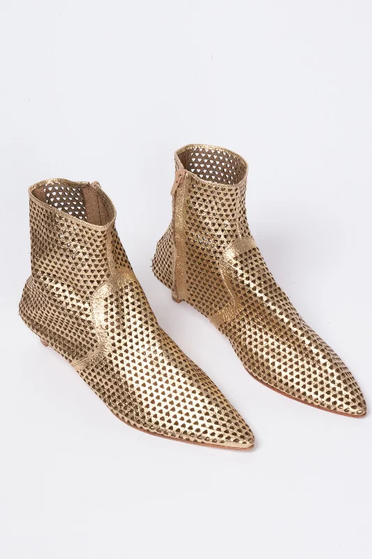 Rachel Comey in Pimm Bootie Tiny Punched Boots in Gold