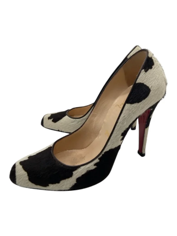 Christian Louboutin Shoe Size 37 Brown & Cream Ponyhair Animal Print Pumps