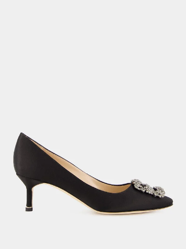 Black Satin Hangisi Pumps