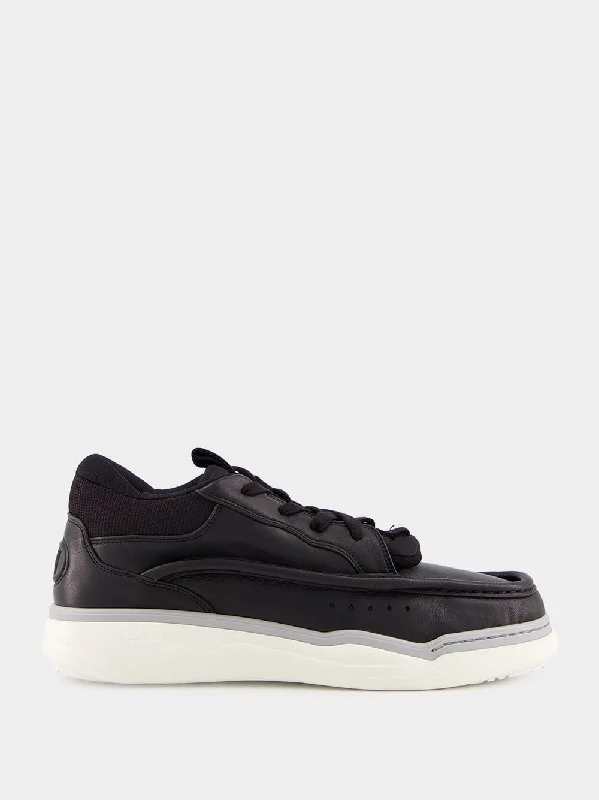 Calfskin Leather Mid-Top Sneakers