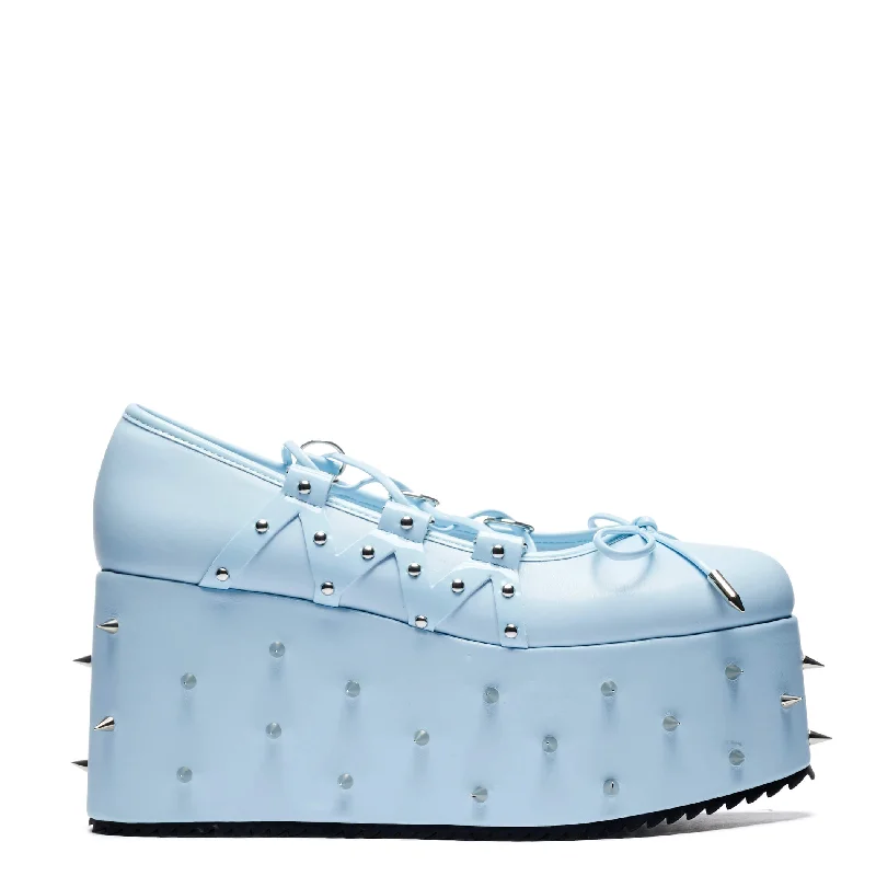 Zorina Lace Up Platform Ballet Shoes - Blue