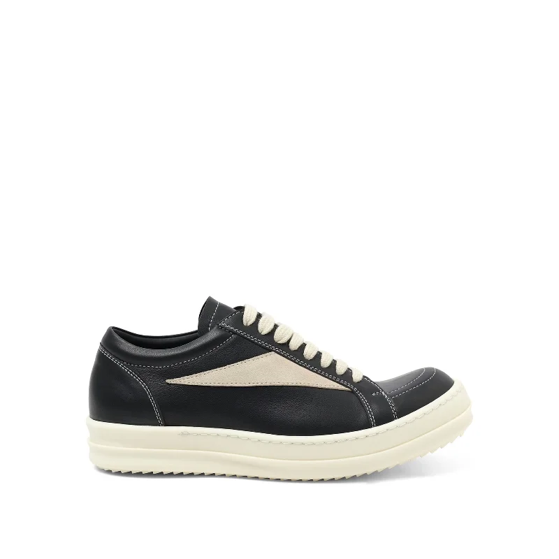 Full Grain Leather Vintage Sneaker in Black/Milk