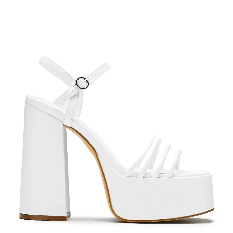 Cosette White Platform Strappy Heels