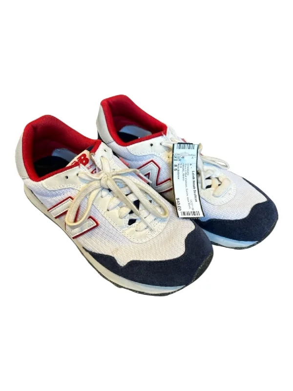 New Balance Shoe Size 8.5 Navy & Red Canvas Suede color block Athletic Sneakers