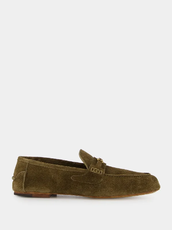 Interlocking G Green Suede Loafers