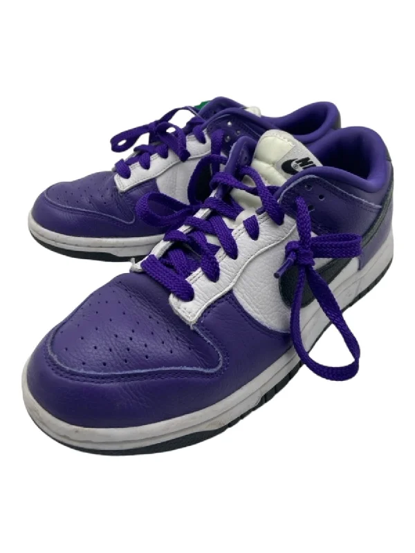 Nike Shoe Size 8 Purple, White & Black Leather Laces Low Top Colorblock Sneakers