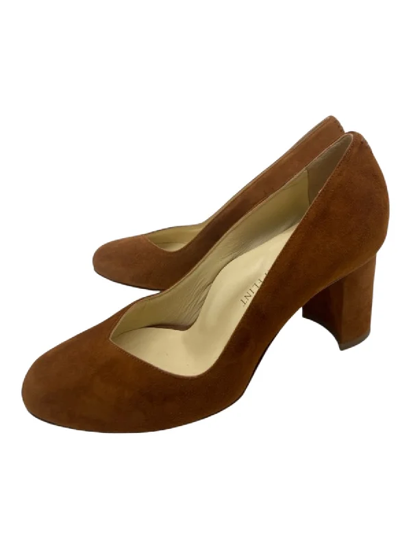 Sarah Flint Shoe Size 38.5 Cognac Brown Suede round toe Block Heel Pumps