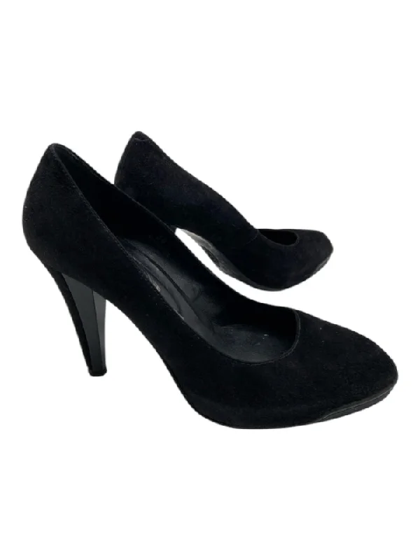 Tods Shoe Size 38 Black Suede Rubber Sole Almond Toe Pumps