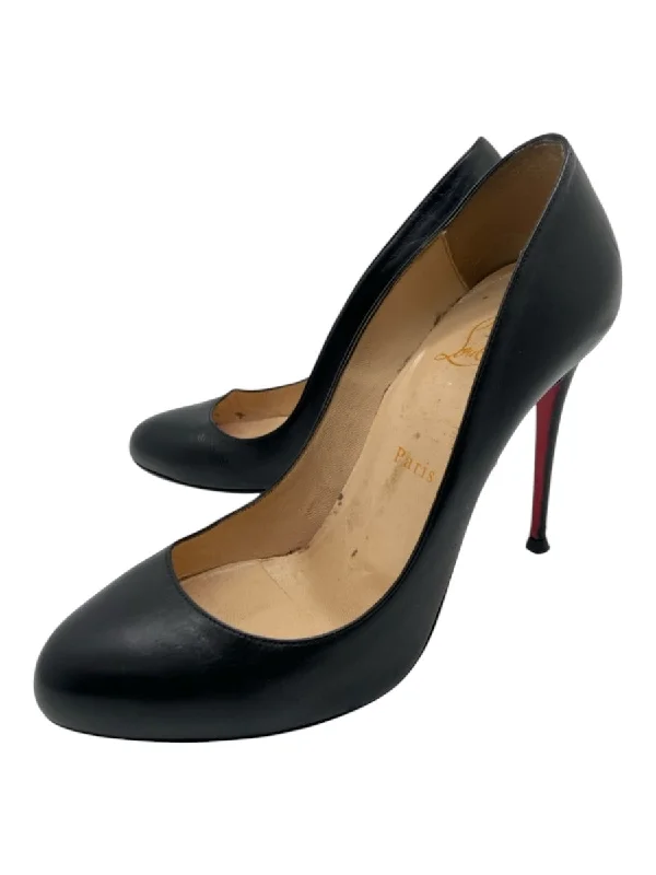 Christian Louboutin Shoe Size 38 Black Leather Almond Toe Stiletto Pumps