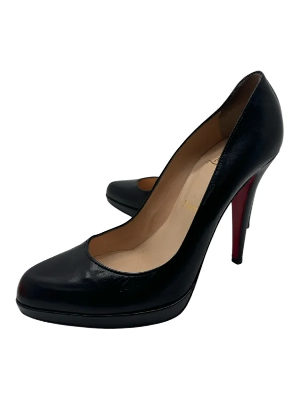 Christian Louboutin Shoe Size 39 Black Leather Almond Toe Platform Pumps