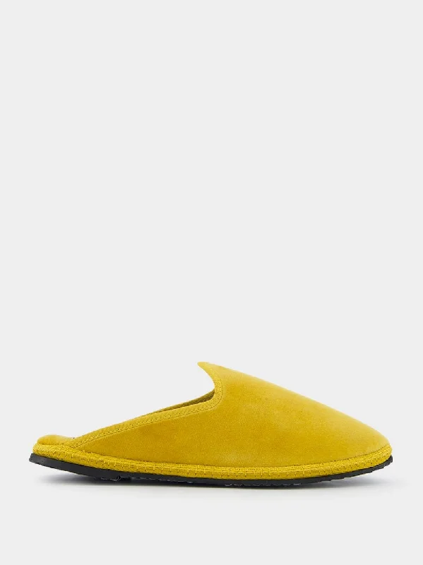 Dandy Cotton Velvet Yellow Slippers