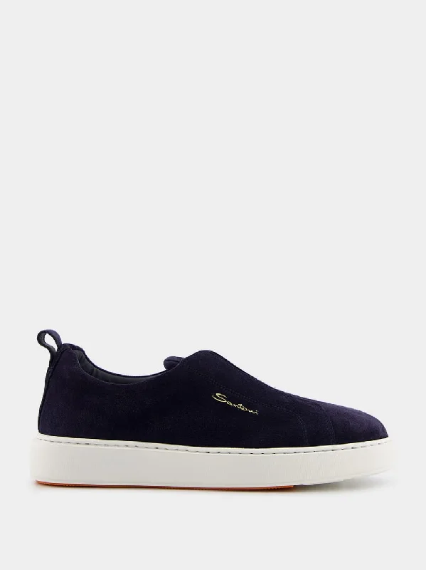 Navy Slip-On Suede Sneakers