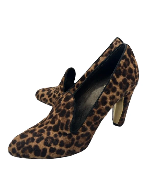 Stuart Weitzman Shoe Size 7.5 Brown & Black Cowhide Ponyhair Animal Print Pumps