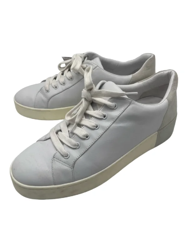 Vince Shoe Size 10 White & Gray Leather Suede Low Top Platform Sneakers