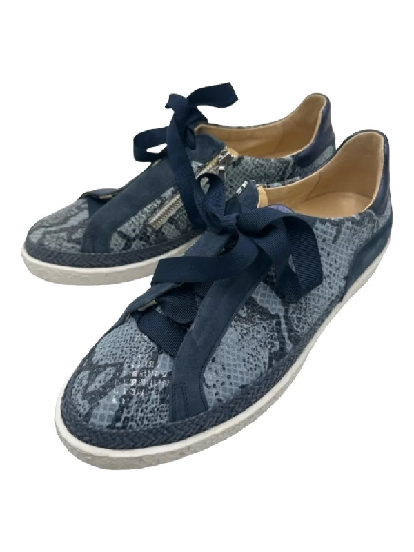 Softwaves Shoe Size 39 Blue, Navy, White Leather Rubber Sole Glitter Sneakers