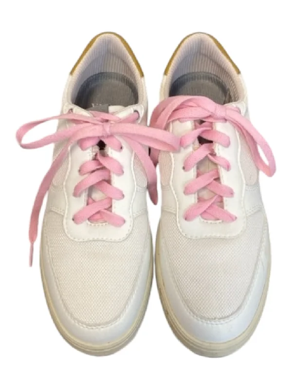 CLAE x Vuori Shoe Size 5 Ivory & Pink Leather Lace Up Low Top Mesh Detail Shoes