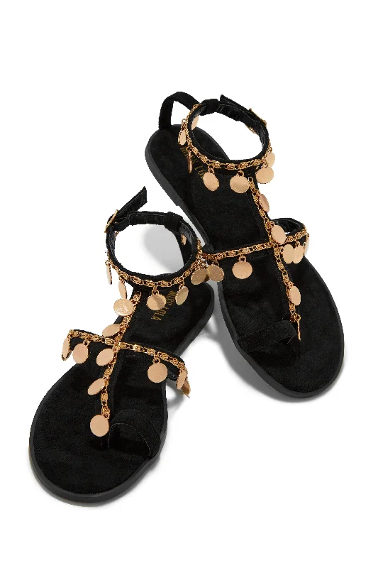 Absolute Paradise Chain Embellished Sandals - Black