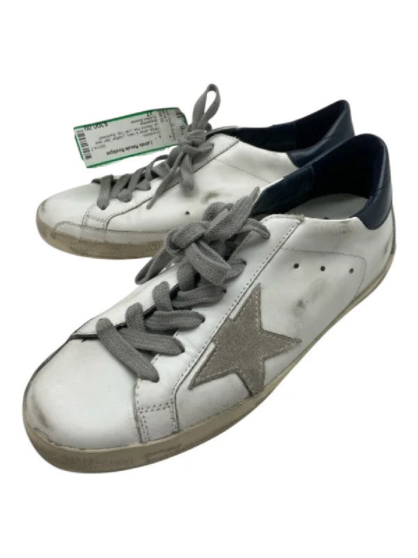 Golden Goose Shoe Size 37 White, silver & navy Leather star lace up Sneakers