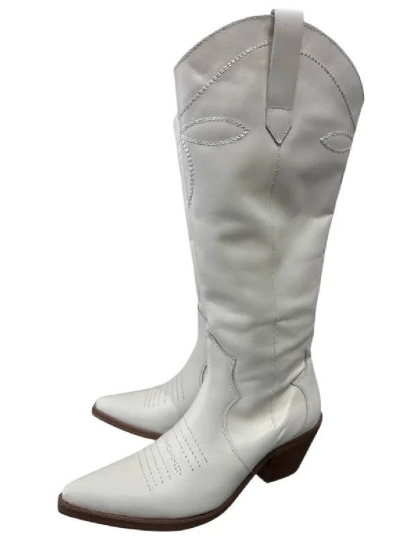 Coconuts by Matisse Shoe Size 8.5 White Leather Pointed Toe Knee High Boots