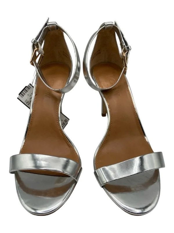 JC Shoe Size 6 Silver Patent Leather Ankle Buckle Sandal Pumps