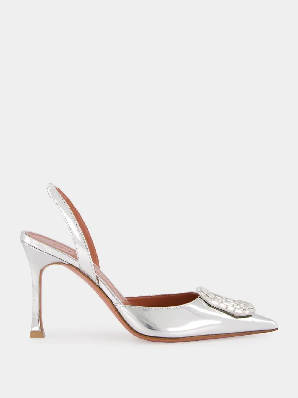 Camelia Mirror Silver Slingback Heels