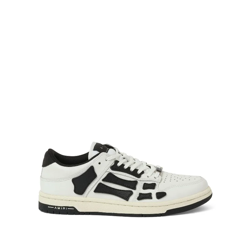 Skeleton Low Top Sneaker in White/Black