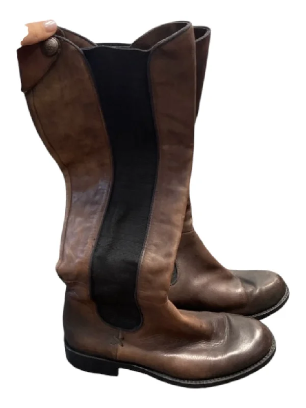 Vince Camuto Shoe Size Est 6.5 Brown & Black Leather Stretch Panel Boots