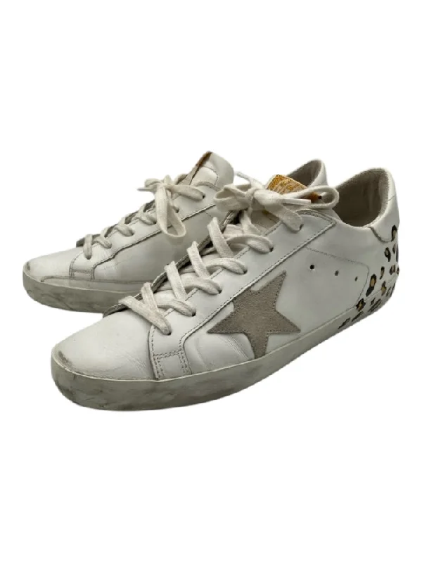 Golden Goose Shoe Size 40 White, Gold, Black Leather Animal Print Laces Sneakers