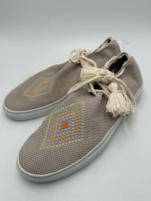 Tamara Mellon Shoe Size 40 Beige & Multi Slice Beads Woven Tie Hem Sneakers