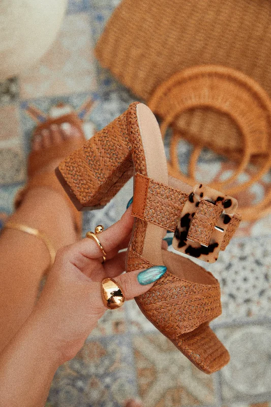 Naya Block Heel Mules - Tan