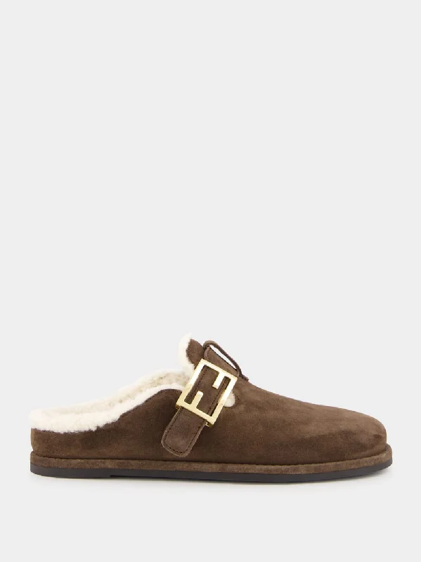 Brown Suede Sabot Feel Mules