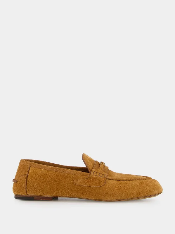 Interlocking G Brown Suede Loafers