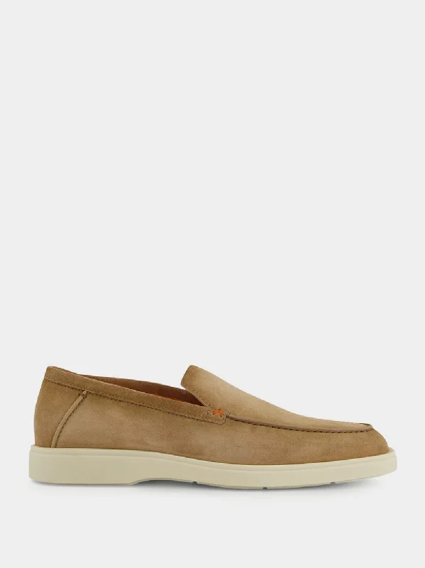 Suede Almond-Toe Loafers