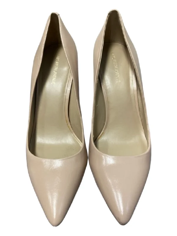 Saks Fifth Ave Shoe Size 7.5 Tan Leather Pump Pointed Toe High Heel Pumps