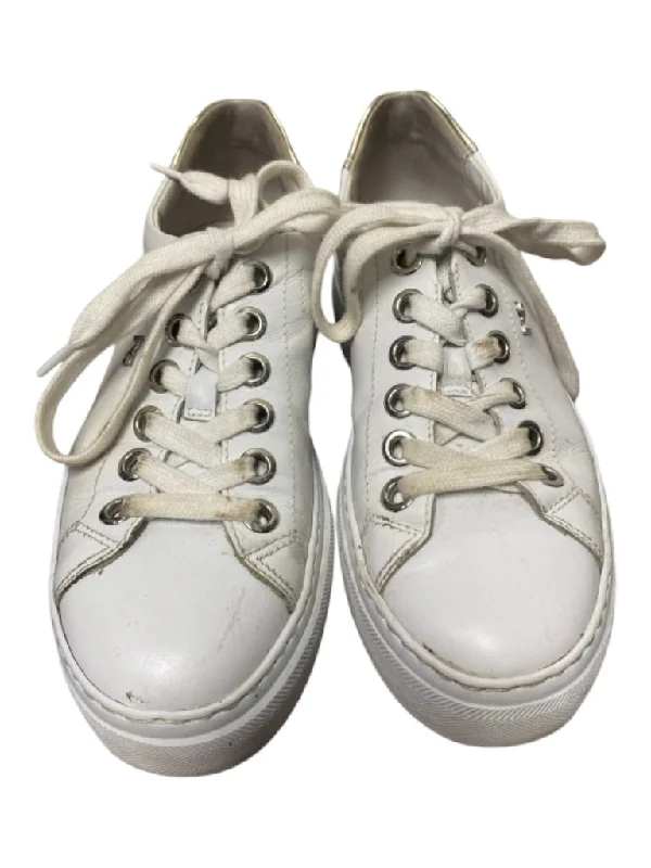 Nero Giardini Shoe Size 36 White & Black Leather round toe lace up Sneakers