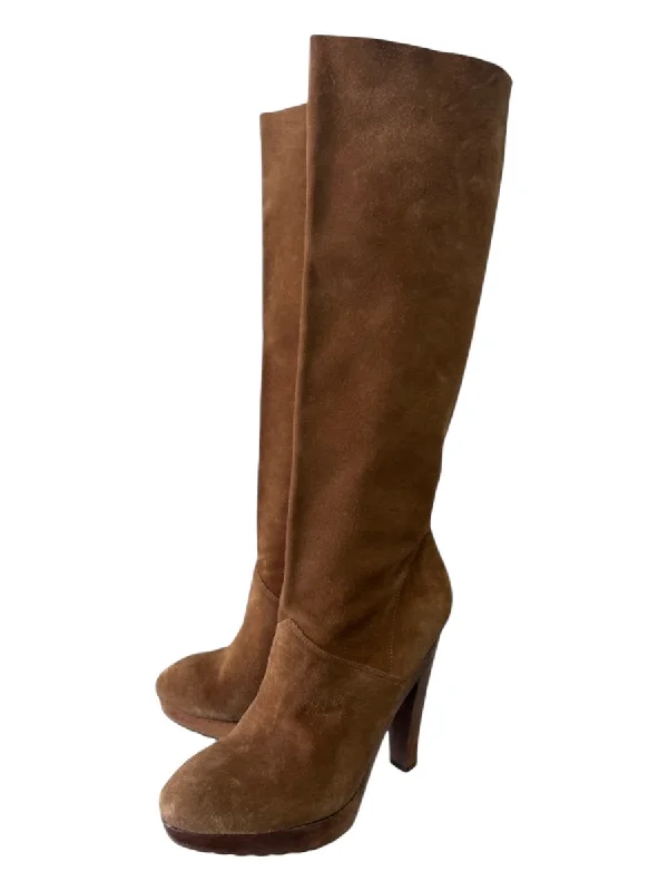 Kors Michael Kors Shoe Size 10 Brown Suede Wood Sole Pump Knee High Boots