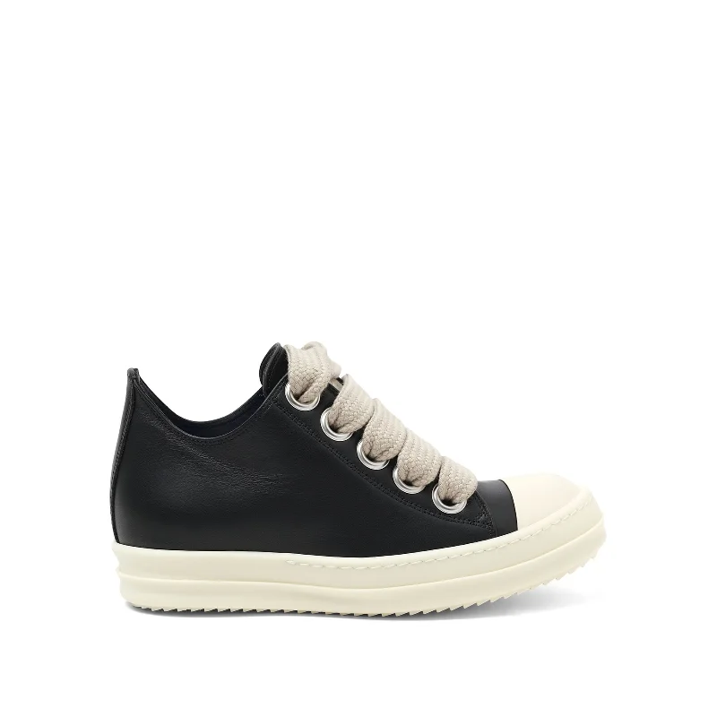 Full Grain Jumbo Laced Low Sneaker in Black/Pearl/Milk