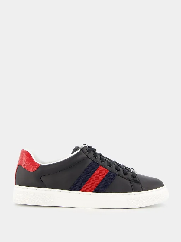 Ace Web-Trim Leather Sneakers