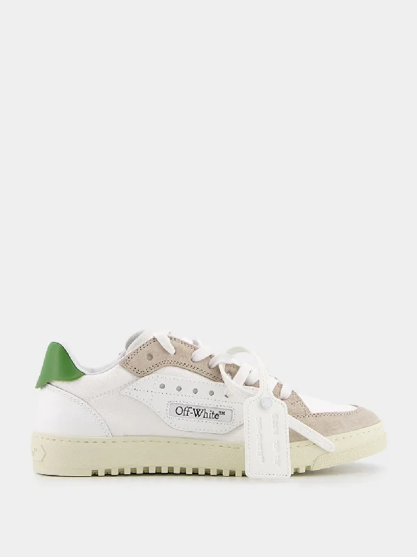 5.0 Low-Top White and Green Sneakers