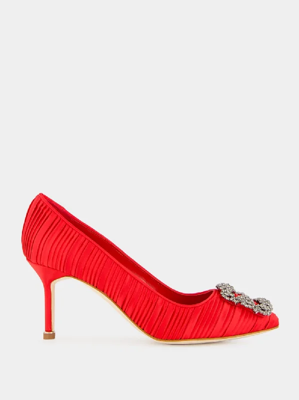 Red Satin Hangisi Pumps