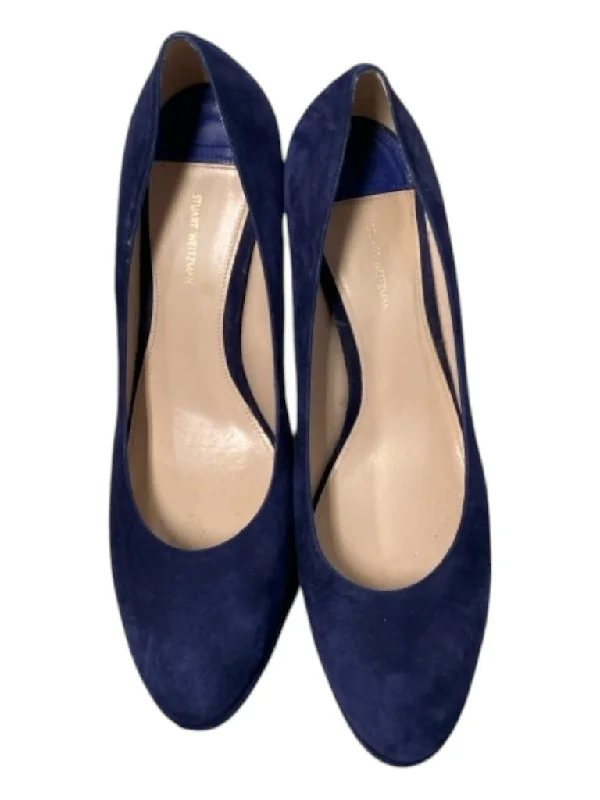 Stewart Weitzman Shoe Size 11.5 Blue Suede Platform Stiletto Almond Toe Shoes