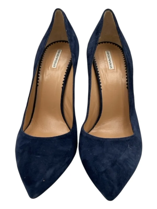 Emporio Armani Shoe Size 41 Navy Blue Suede Pointed Toe Pumps