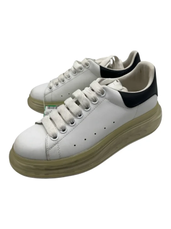 Alexander McQueen Shoe Size 36.5 Black, White & Cream Leather Low Top Sneakers